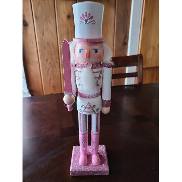 Pink Nutcracker Soldier Christmas Decor Holiday Xmas Decoration Wooden Statue - Picture 2 of 14